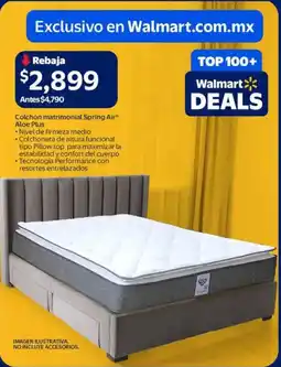 Walmart Aloe plus colchón matrimonial spring air oferta
