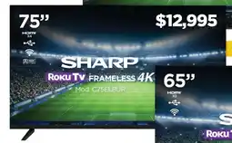 Chedraui Sharp roku tv frameless 4k 75" oferta