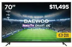 Chedraui Daewoo roku tv 70" smart 4k oferta