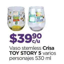 Chedraui Crisa toy story 5 vaso stemless varios personajes oferta