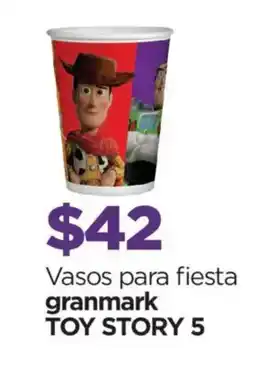 Chedraui Granmark toy story 5 vasos para fiesta oferta