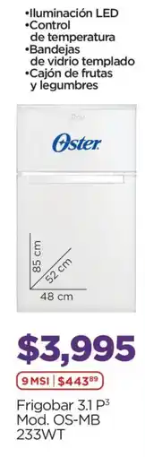 Chedraui Oster frigobar 3.1 p³ oferta