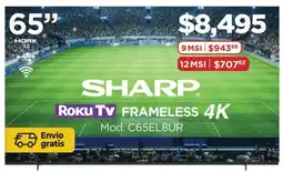 Chedraui Sharp roku tv 65" frameless 4k oferta