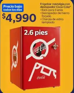 Walmart Coca-cola frigobar nostalgia con destapador oferta