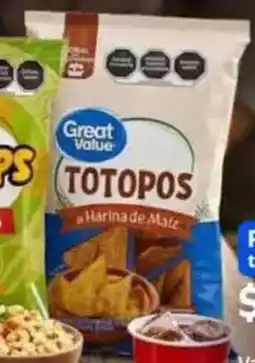 Walmart Great value totopos de harina de maiz oferta