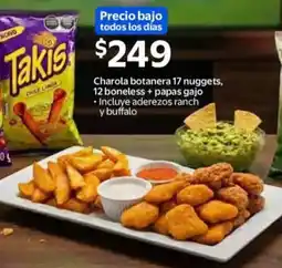 Walmart Charola botanera 17 nuggets, 12 boneless + papas gajo oferta