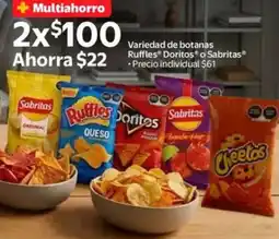 Walmart Ruffles doritos o sabritas variedad de botanas oferta