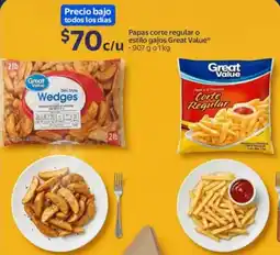 Walmart Great value papas corte regular o estilo gajos oferta