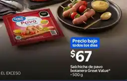 Walmart Great value salchicha de pavo botanera oferta