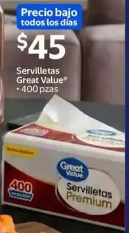 Walmart Great value servilletas oferta