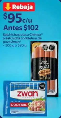Walmart Chimex/zwan salchicha polaca o salchicha cocktelera de pavo oferta