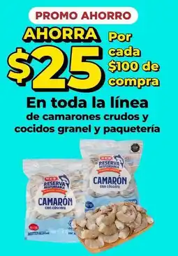 HEB Heb - camarones crudos y cocidos granel y paquetería oferta