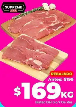 HEB Supreme - bistec del 0 o 7 de res oferta