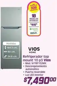 Soriana Híper Vios - refrigerador top mount 10 p3 vi-trf152mx oferta