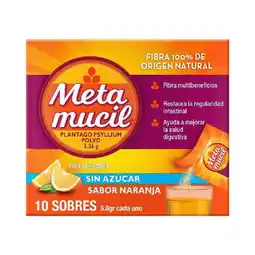 Farmacias Benavides Plantango Psyllium Fibra Multibeneficios Sabor Naranja, Sin Azucar oferta