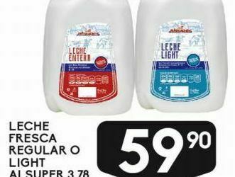 Alsuper Leche fresca alsuper regular o light 3.78l oferta