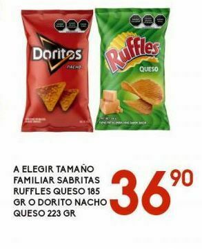 Alsuper Rufles queso 185g, dorito nacho queso 223g oferta