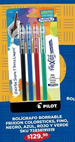 Woolworth Bolígrafo borrable frixion colorsticks, fino, negro, azul, rojo y verde oferta