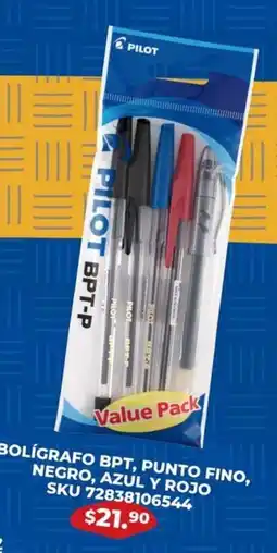 Woolworth Bolígrafo bpt, punto fino, negro, azul y rojo oferta