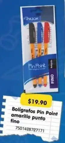Woolworth Bolígrafos pin point amarillo punto fino oferta