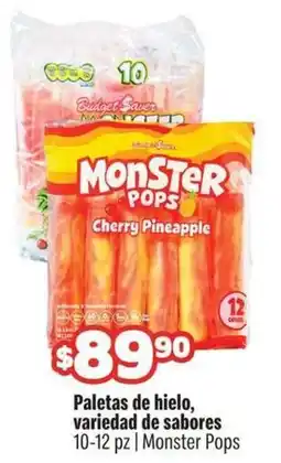 Smart & Final Monster pops paletas de hielo, variedad de sabores oferta