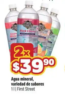 Smart & Final First street agua mineral, variedad de sabores oferta