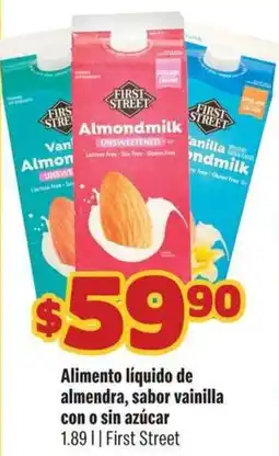 Smart & Final First street alimento líquido de almendra, sabor vainilla con o sin azúcar oferta