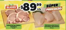 Merco Natural - chuleta de cerdo kilo / pechuga de pollo sin hueso kilo oferta