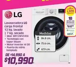 Soriana Híper Lg - lavasecadora carga frontal 12 kg. lavado | 7 kg. secado oferta