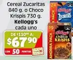 Soriana Híper Kellogg's - cereal zucaritas 840 g. o choco krispis 730 g oferta