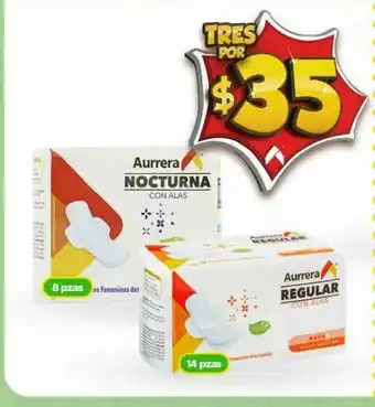 Bodega Aurrerá Toallas femeninas aurrera regular c/alas 14 pzas x 3 oferta
