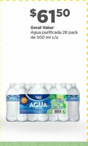 Bodega Aurrerá Agua purificada great value 28 pack x 500ml oferta