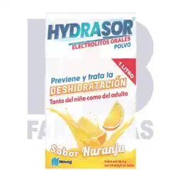 Farmacias Bazar HYDRASOR SOBRE ELECTROLITOS ORALES SABOR NARANJA NOVAG oferta