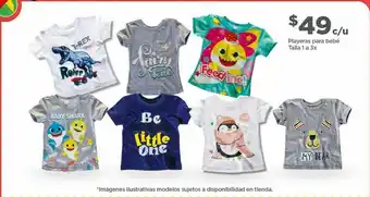 Bodega Aurrerá Playeras para bebé talla 1 a la 3x oferta