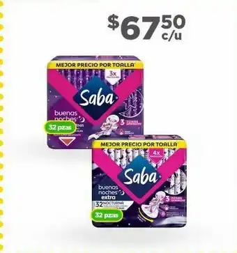 Bodega Aurrerá Toallas femeninas saba 32 pzas oferta