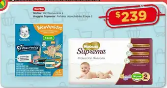 Bodega Aurrerá Pañales huggies supreme etapa 2 38pzas + gerber kit bienvenida oferta