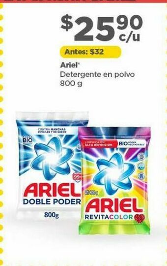 Bodega Aurrerá Detergente en polvo ariel 800g oferta