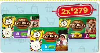 Bodega Aurrerá Pañales autoajustables kiddies explorers 40pzas x 2 oferta
