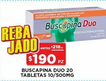 Buscapina duo 20 tabletas 10/500 mg