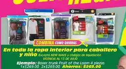 Soriana Híper Fruit of the loom - ropa interior para caballero y niño oferta
