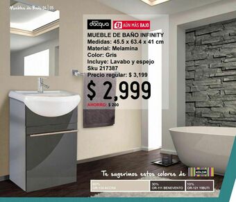 Sodimac Homecenter Mueble de baño infinity con espejo gris oferta