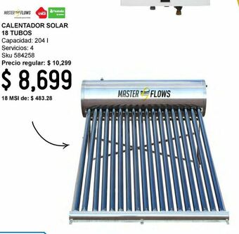 Sodimac Homecenter Calentador solar 18 tubos oferta