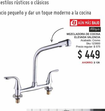 Sodimac Homecenter Mezcladora de cocina elevada valencia oferta
