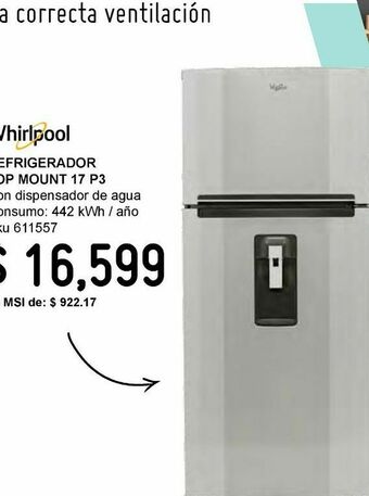 Sodimac Homecenter Refrigerador top mount 17 p3 oferta