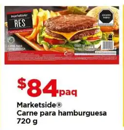 Bodega Aurrerá Marketside carne para hamburguesa oferta