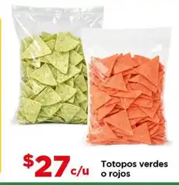 Bodega Aurrerá Totopos verdes o rojos oferta