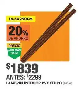 The Home Depot Lambrin interior pvc cedro (217397) oferta