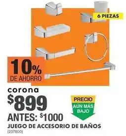 The Home Depot Corona - juego de accesorio de baños (237800) oferta