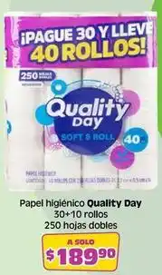 Soriana Híper Quality day - papel higiénico 30+10 rollos oferta