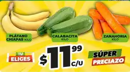 Merco Plátano chiapas kilo, calabacita kilo, zanahoria kilo oferta